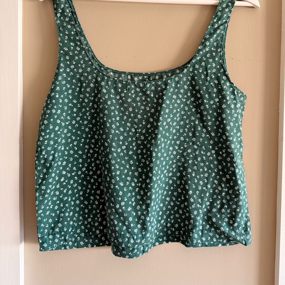 Reformation Green Floral Tank Top